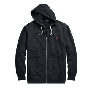 Polo Ralph Lauren Black Hoodie Full Zip Sweatshirt Red Pony $138